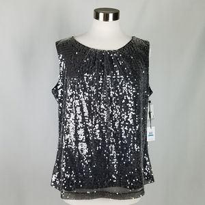 Calvin Klein Scoop Neck Sequin Top XL